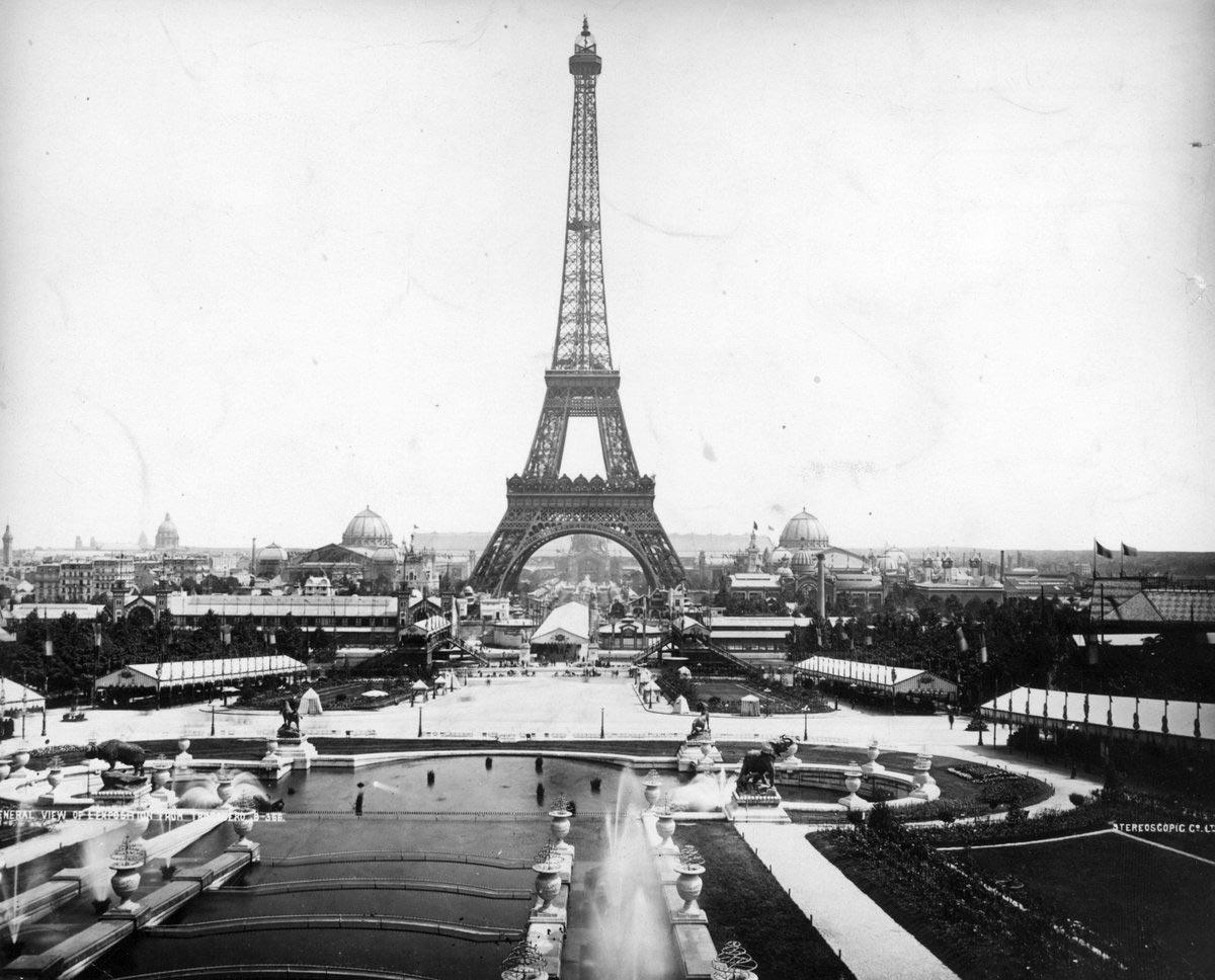 early photo of completed eiffel tower